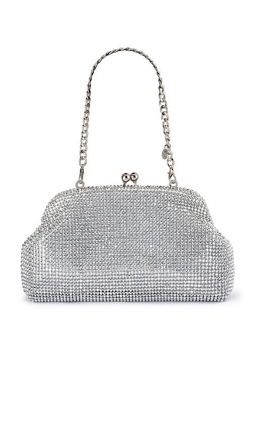  Olga Berg Clutch Ela In Metallic Silver. 