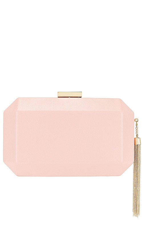 olga berg Lia Facetted Clutch With Tassel in Blush