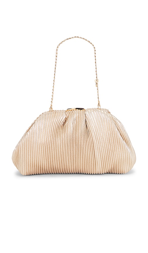 olga berg Naomi Pleated Clutch en Metallic Gold 128 €