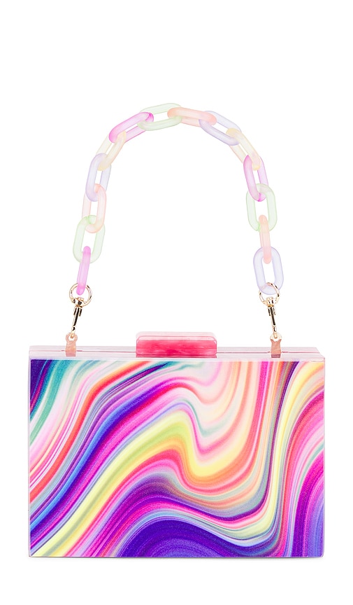 olga berg POCHETTE BOX DOROTHY SWIRL PRINT en Purple 138 €
