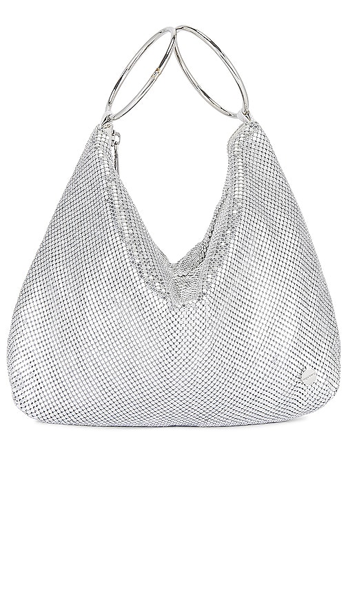 Round Top Handle Silver Glitter Bag