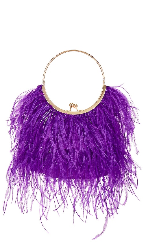 Olga Berg Penny Feathered Frame Bag In Purple