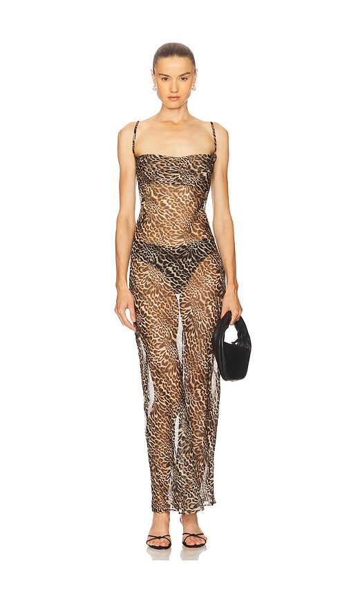 One Teaspoon Jagger Maxi Slip Dress In Animal Print