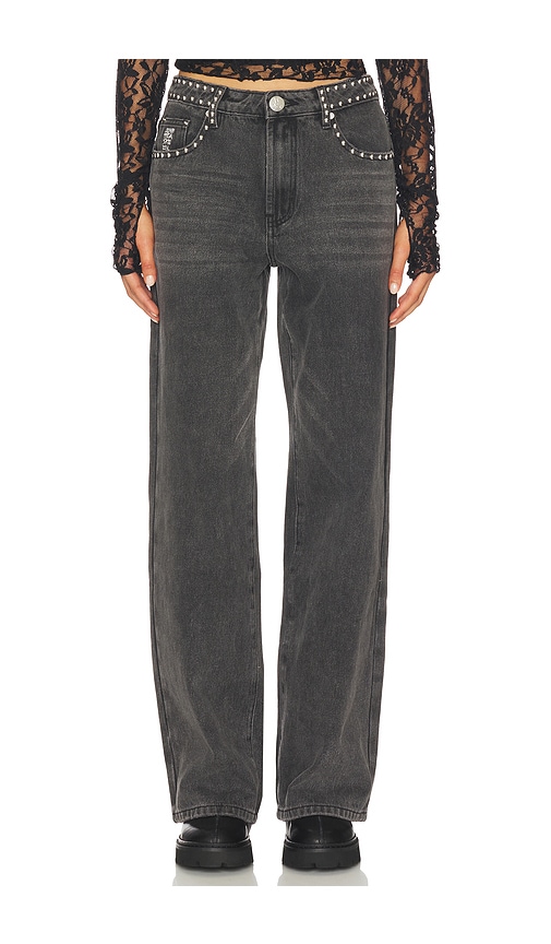 One Teaspoon Jackson Mid Waist Wide Leg Jeans In Black