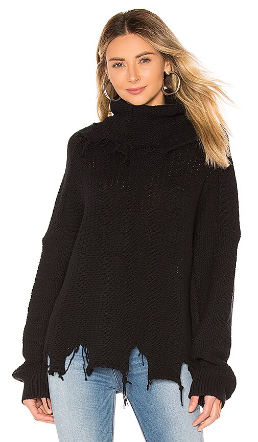 One Teaspoon Destroyed Turtleneck Sweater in Black | REVOLVE