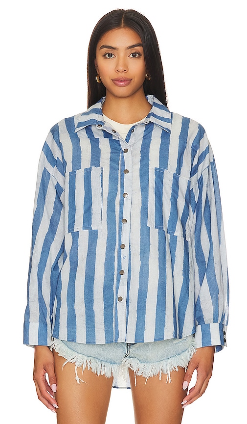 Shop One Teaspoon Daria Shirt In Blue Stripe