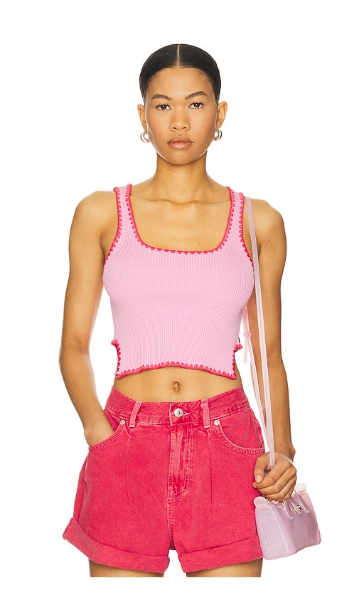 Scallop Knitted Vest in Pink. - size XL (also in L, M)