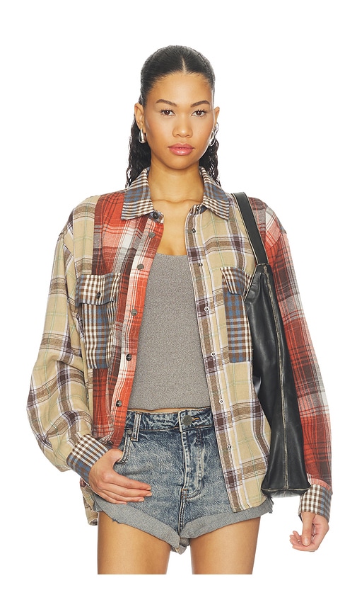 One Teaspoon Essential Patchwork Flannel Shirt in Multi. - size XL (also in M, S, XS)