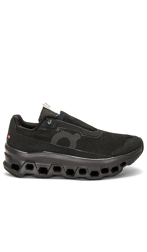 Product image of On Cloudmonster Sensa Sneaker in All Black. Click to view full details