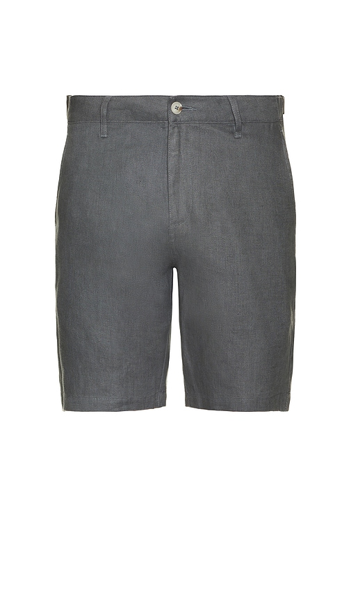 Linen Fixed Waist Shorts in Grey. - size 36 (also in 30, 32, 34)