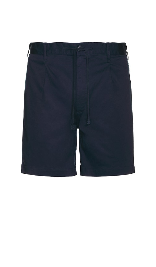 Garment Dye Cotton Drawstring Shorts in Navy. - size 36 (also in 30, 31, 32, 33, 34)