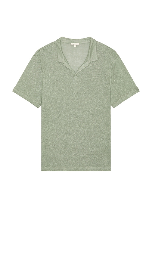 Shaun Linen Polo in Sage. - size XL/1X (also in L, M, S)