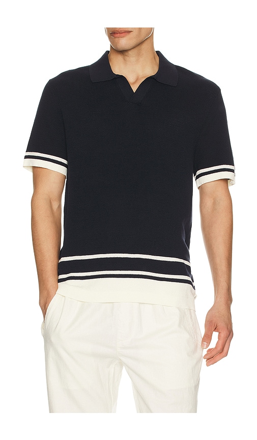 onia Cotton Textured Johnny Collar Polo