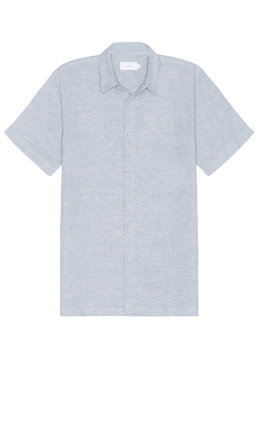 Onia Stretch Linen Short Sleeve Shirt In Grey