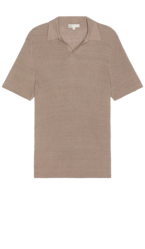 Onia Open Collar Short Sleeve Linen Polo Shirt In Cashew