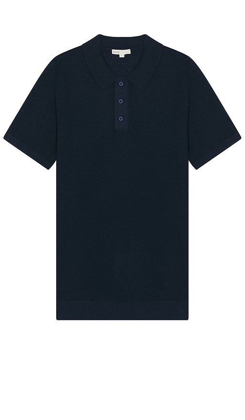 Shop Onia Cotton Textured Knit Polo In 深海军蓝