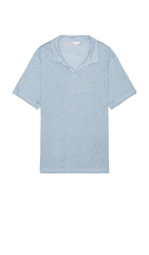 Shaun Linen Polo in Blue. - size S (also in L, M, XL/1X)