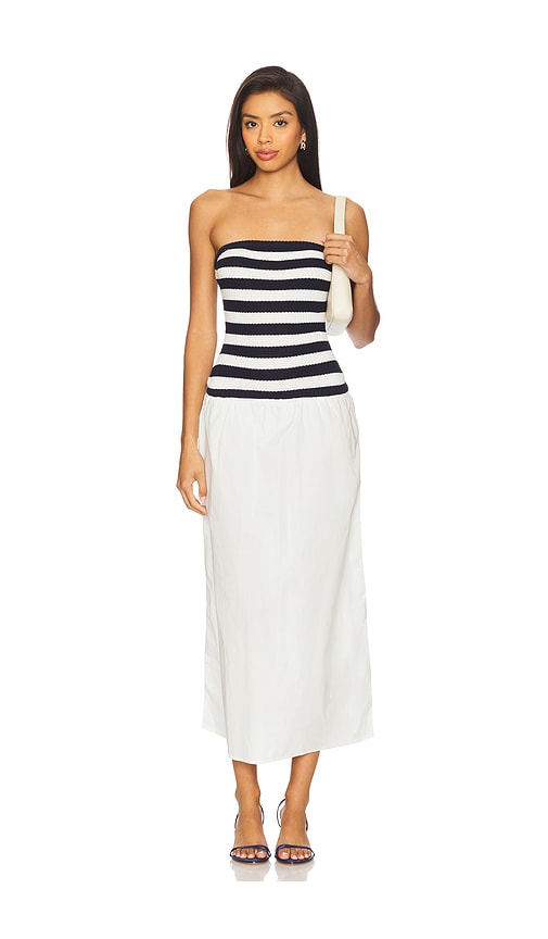 Onia Crochet Knit Poplin Maxi Dress
