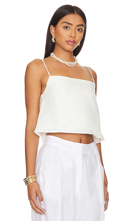Shop Onia Air Linen Square Neck Tank In White