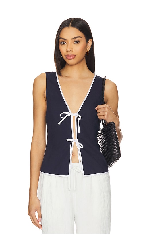 Air Linen Tie Front Top