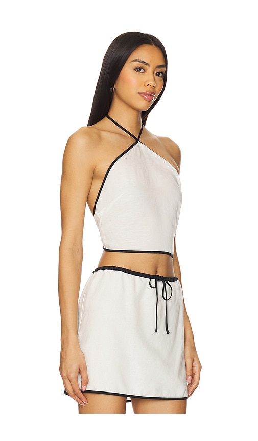 Shop Onia Air Linen Cropped Halter Top In Ivory