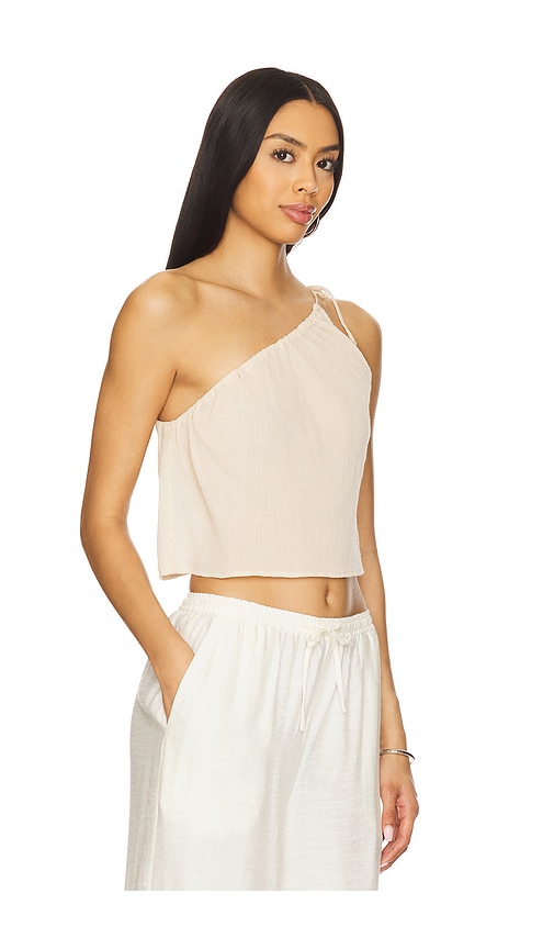 Shop Onia Textured Gauze One-shoulder Top In Neutral