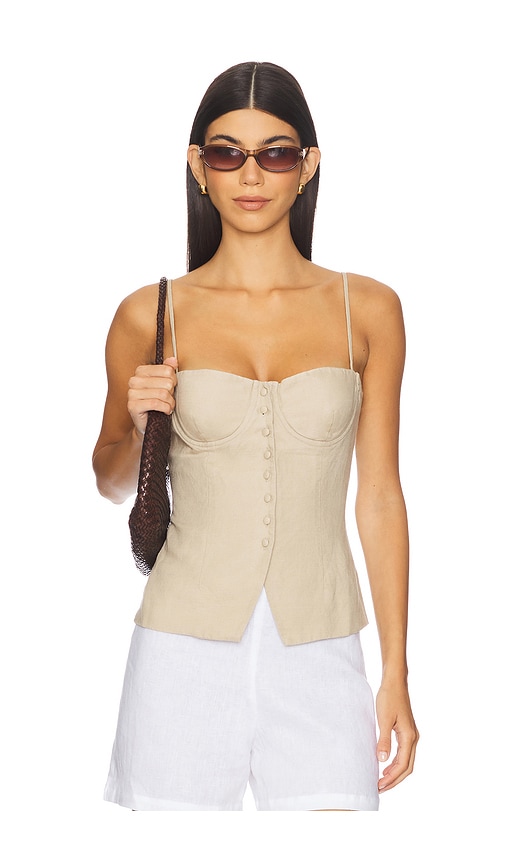 Air Linen Underwire Corset Top in Tan. - size 6 (also in 10, 12)