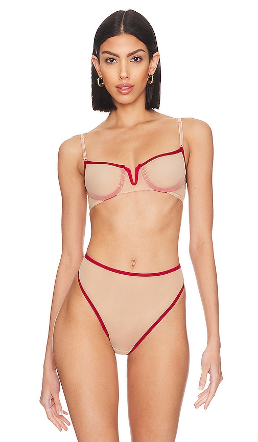 Only Hearts Just An Illusion Plunge Underwire Bra in Buff & Tango