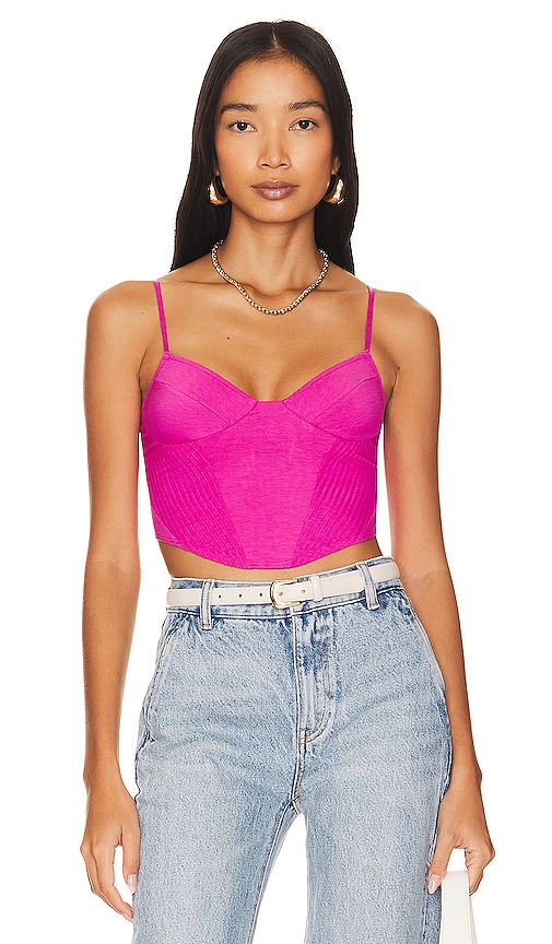 Only Hearts So Fine So Lace Corset Cami In Pink Orchid