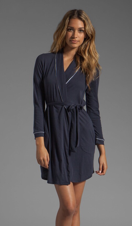 Organic Cotton Piped Short Robe