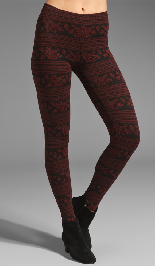 Only Hearts Jacquard Knit Fair Isle Leggings in Black & Stone