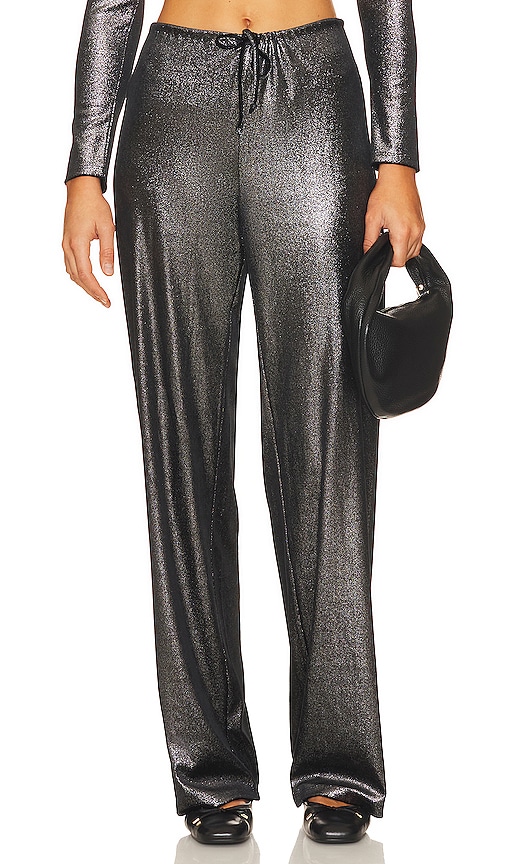 Only Hearts Eclipse Velvet Phoebe Pants In Metallic Silver