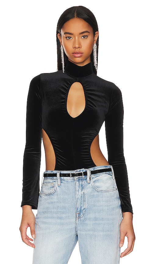 Only Hearts Velvet Underground Cutout Bodysuit in Khol