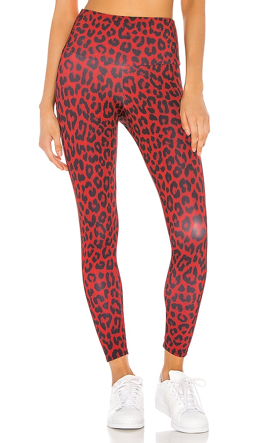 Onzie High Basic Midi In Red. In Red Leopard