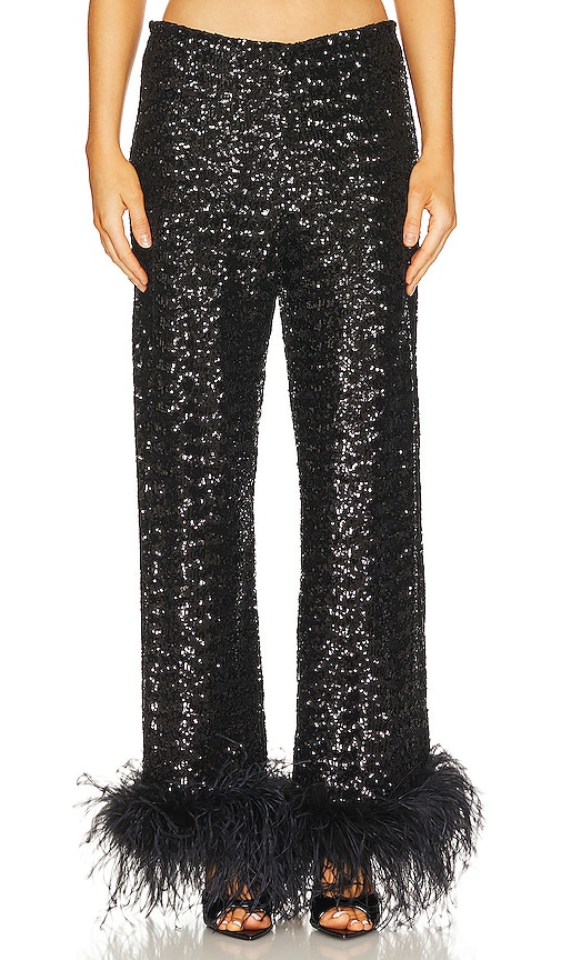 Oseree Paillettes Plumage Pants in Black