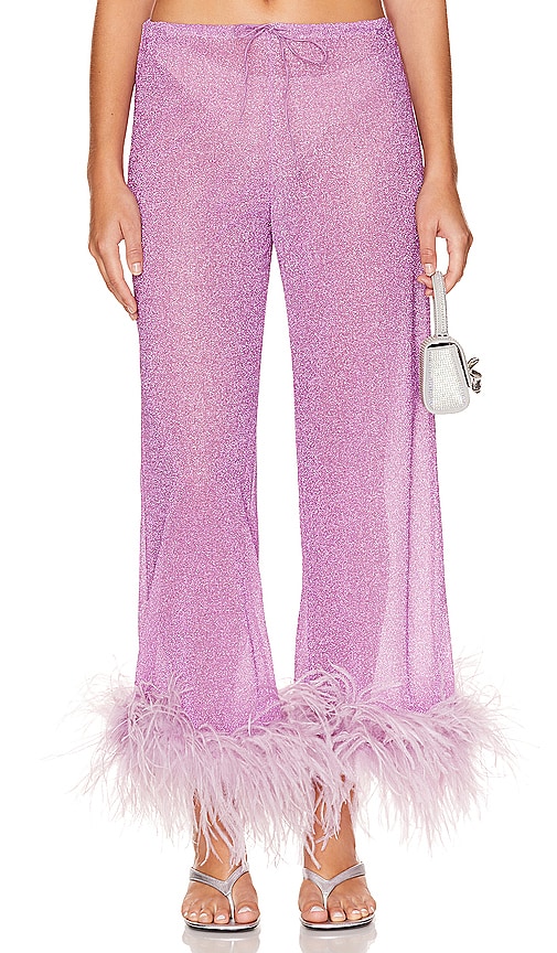 Shop Oseree Lumiere Plumage Pants In Glicine
