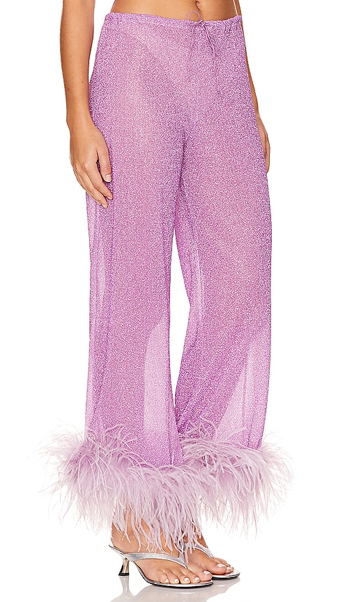 Shop Oseree Lumiere Plumage Pants In Glicine