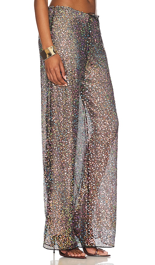 Shop Oseree Netquins Pants In Black & Multicolor