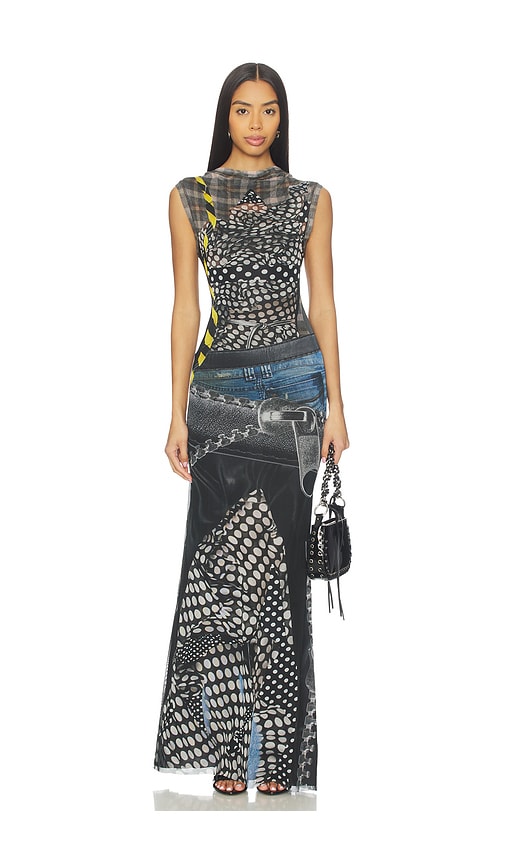 Ottolinger Mesh Maxi Dress In Gray