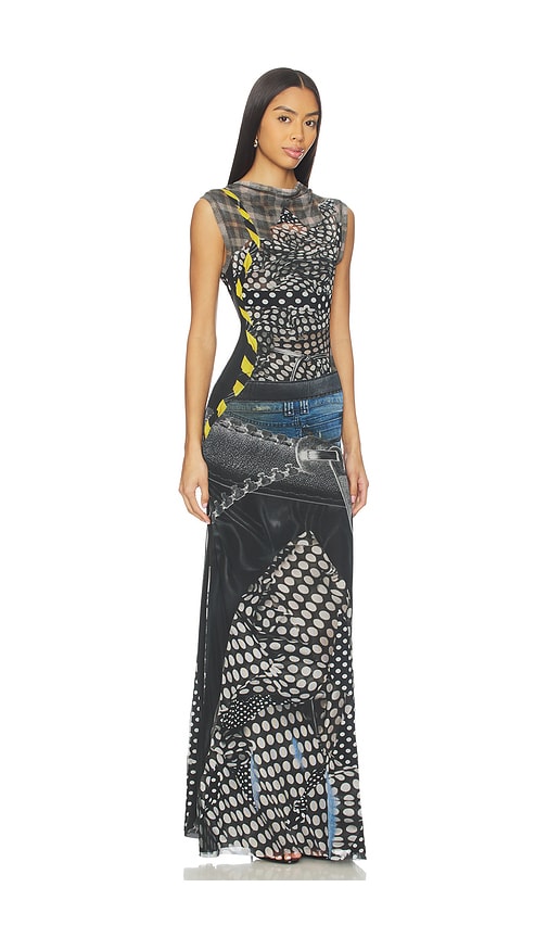 Ottolinger Mesh Maxi Dress In Gray