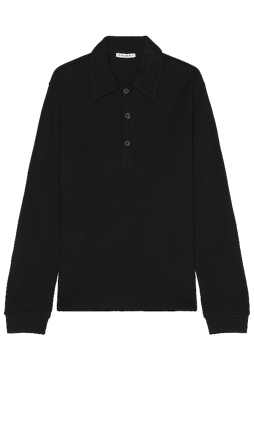 Our Legacy Piquet Polo in Black Pseudo