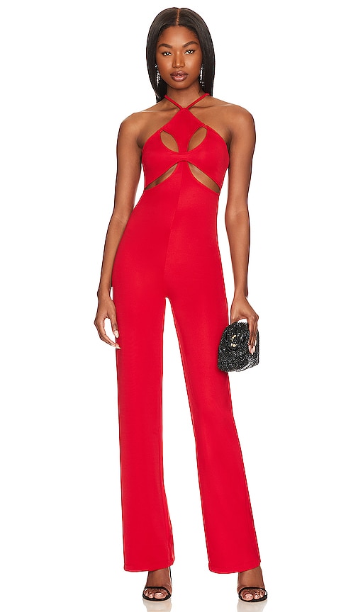 Ow Collection Fleur Jumpsuit In Red