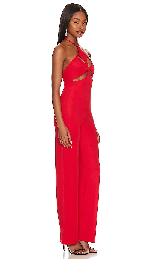 Shop Ow Collection Fleur Jumpsuit In Red