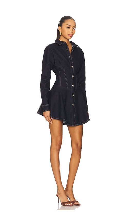 Ow Collection Ella Denim Shirt Dress In Black