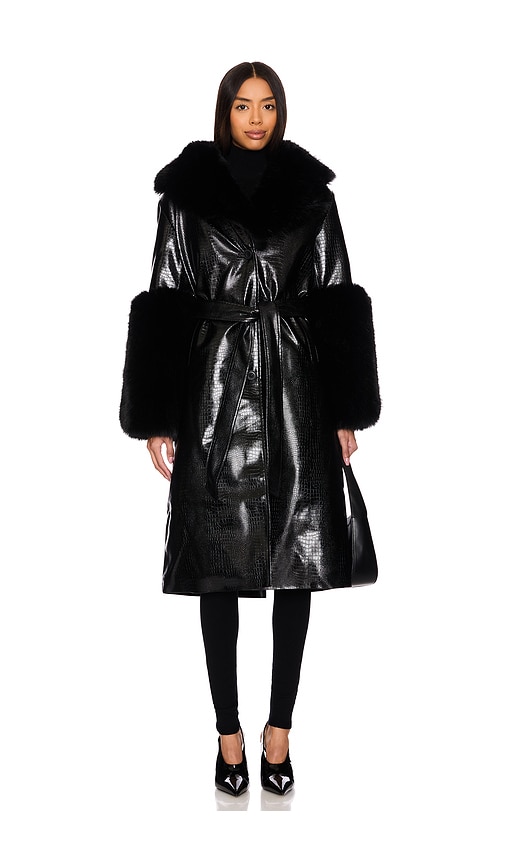 Ow Collection Astrid Faux Fur Coat In Black