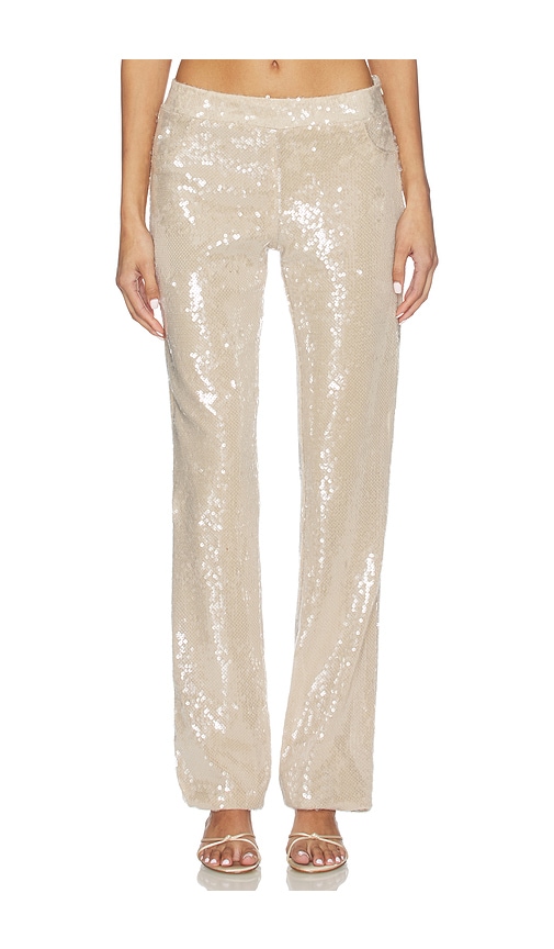 OW Collection Ruby Sequin Pants in Tan. - size L (also in S)