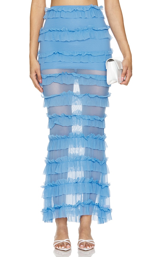 OW Collection Gracie Maxi Skirt in Baby Blue