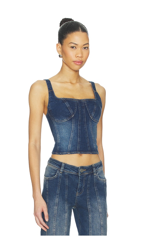 Ow Collection Devin Denim Top In Multi