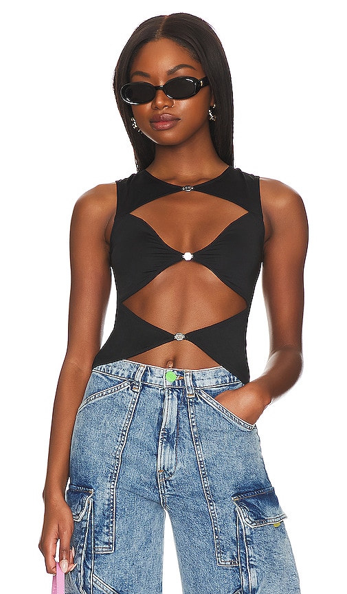 Shop Ow Collection Chiara Top In Black