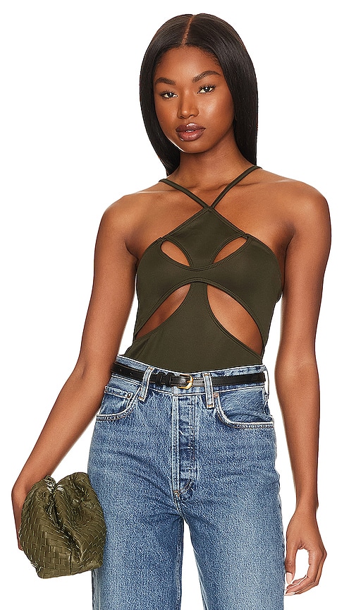 Ow Collection Fleur Bodysuit In Olive